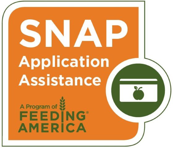 A logo featuring "SNAP Application Assistance" and "A Program of Feeding America"